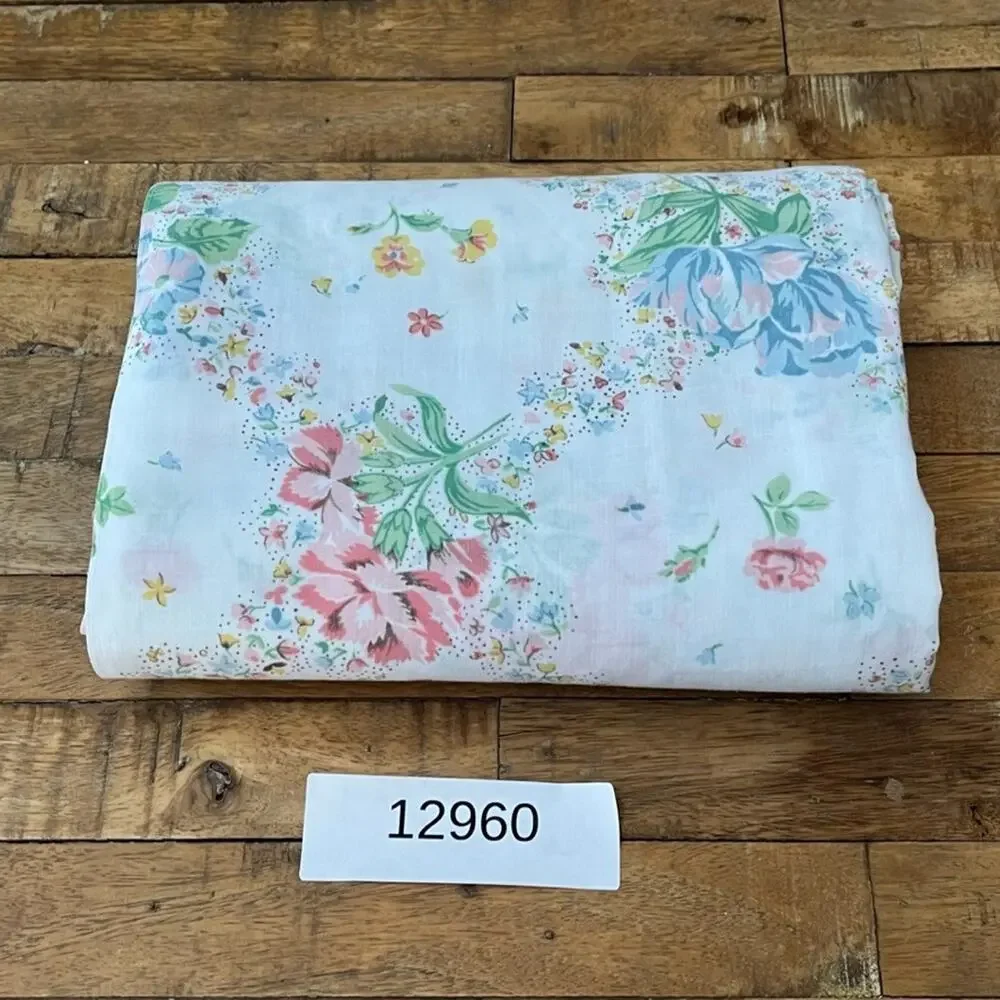 Vintage Lady Pepperell Rose Floral Full Size Flat Sheet